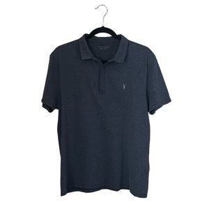 All Saints Men’s Short Sleeve Polo Shirt Dark Gray Men’s L